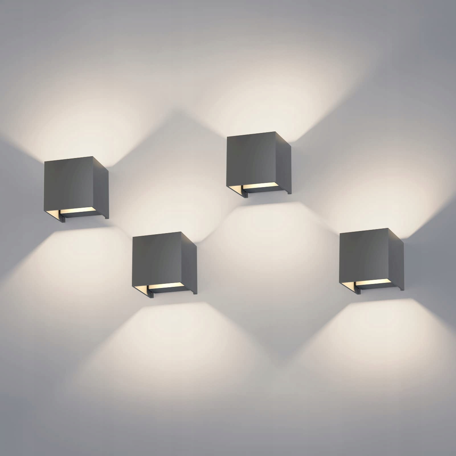 K-BRIGHT Set 4 LED Wandlamp 12W Verstelbaar IP65 4000K