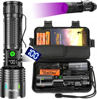 RELYBO LED Zaklamp Oplaadbaar 500000 Lumen Tactisch
