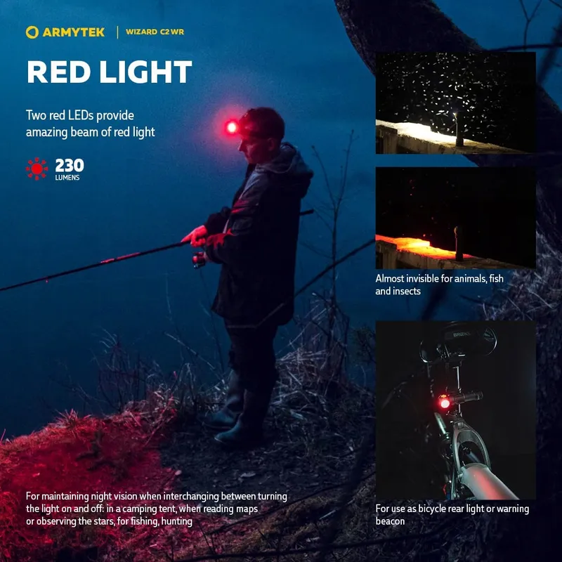 ARMYTEK Wizard C2 WR USB Zaklamp Warmwit Rood Licht — foto 6
