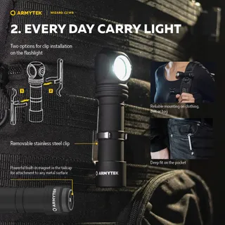 ARMYTEK Wizard C2 WR USB Zaklamp Warmwit Rood Licht — miniatuur 4