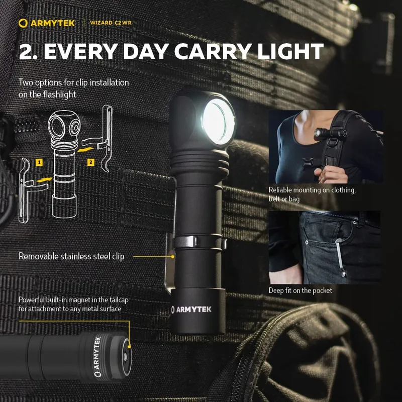ARMYTEK Wizard C2 WR USB Zaklamp Warmwit Rood Licht — foto 4