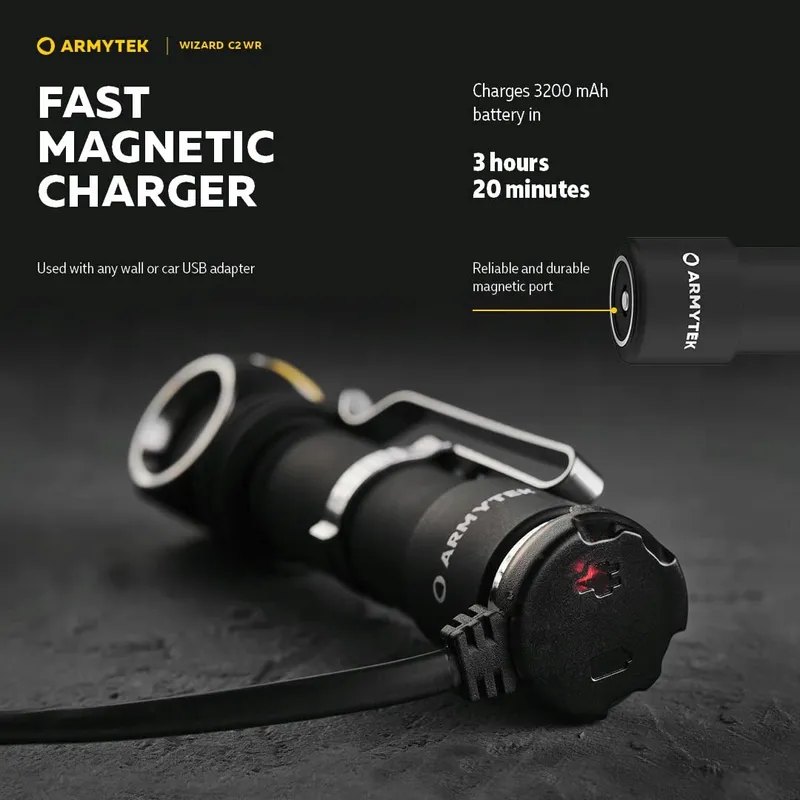ARMYTEK Wizard C2 WR USB Zaklamp Warmwit Rood Licht — foto 7