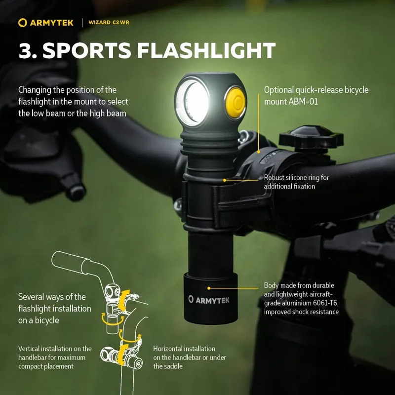 ARMYTEK Wizard C2 WR USB Zaklamp Warmwit Rood Licht — foto 5