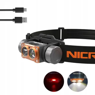 NICRON H25 LED Hoofdlamp Rood Licht USB 1500 Lumen IP65