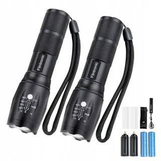 FLINTRONIC LED Zaklamp Set 2 Aluminium 5 Standen 3000LM Waterdicht