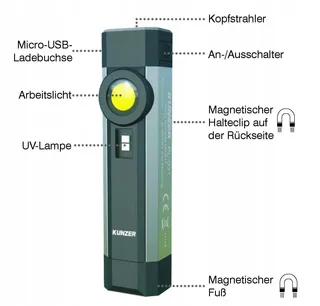KUNZER PL-031 COB Werklamp 250lm 10u UV Licht — miniatuur 5