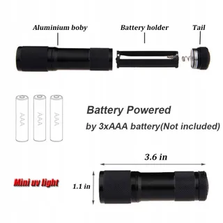 POCKETMAN Mini UV LED Zaklamp 395nm Waterdicht Detector — miniatuur 4
