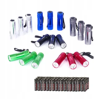 EVERBRITE Set 18 Mini LED Zaklamp Koord AAA Batterijen