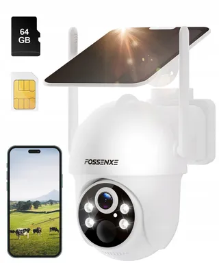 FOSSENXE 4G LTE Zonnecamera Buiten SIM 64GB 2K HD 4MP IP66
