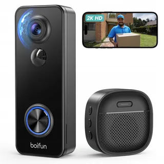BOIFUN Video-deurintercom 2K WiFi Draadloos 180° Audio AI IP65