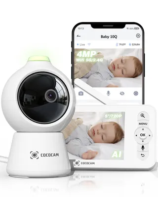 COCOCAM Babyfoon Camera 2K 4MP AI 5 inch WiFi 2.4G/5G