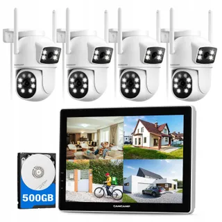 CAMPAMP Cameraset WiFi 10 inch Monitor 2K 360° PTZ