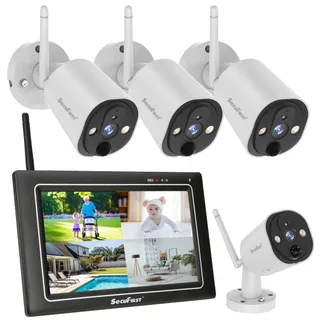 SECUFIRST 2K Buitencamera Set 4 Camera's 7 inch Monitor Zonder WiFi