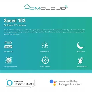 HOMCLOUD WiFi Speed 16T Camera 2K 360° Kleur Nachtzicht IP65 Alexa — miniatuur 5