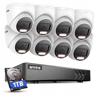 ANNKE Set 8 Camera's 1080p 3K Lite DVR 1TB IP67 Bewegingsdetectie