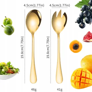 GOLD Saladebestekset Goud 2-delig Lepel Vork Roestvrij Staal