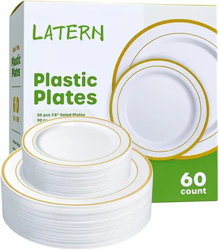 LATERN Set 60 Gouden Plastic Borden 30x 26cm 30x 19cm