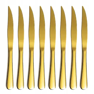 KYRTAON Gouden Steakmessenset Gekarteld Roestvrij Staal 8-delig
