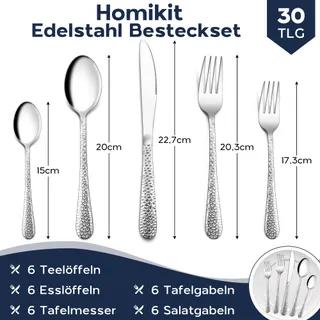 HOMIKIT Bestekset Gehamerd 30-delig Roestvrij Staal 6 Personen