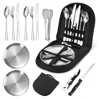 OUTDOOR CAMPING Serviesset 2 Personen 12-delig Roestvrij Staal