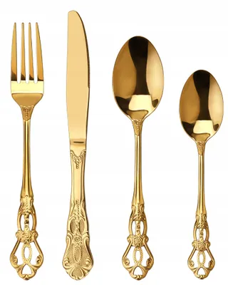 SHEUMNT Retro Gouden Bestekset 24-delig 6 Personen Roestvrij Staal