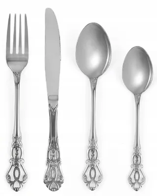 SHEUMNT Bestekset Retro Zilver 24-delig Roestvrij Staal 6 Personen