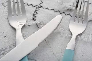EXZACT Bestekset 16-delig Roestvrij Staal Turkoois Handgrepen — miniatuur 3