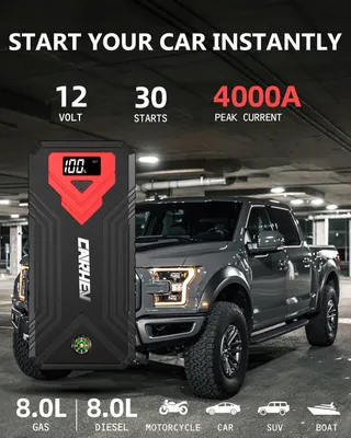 CARHEV Starthulp Powerbank 4000A Auto 8L Benzine Diesel USB LED — miniatuur 2