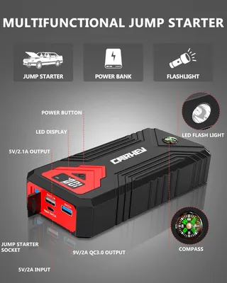 CARHEV Starthulp Powerbank 4000A Auto 8L Benzine Diesel USB LED — miniatuur 3