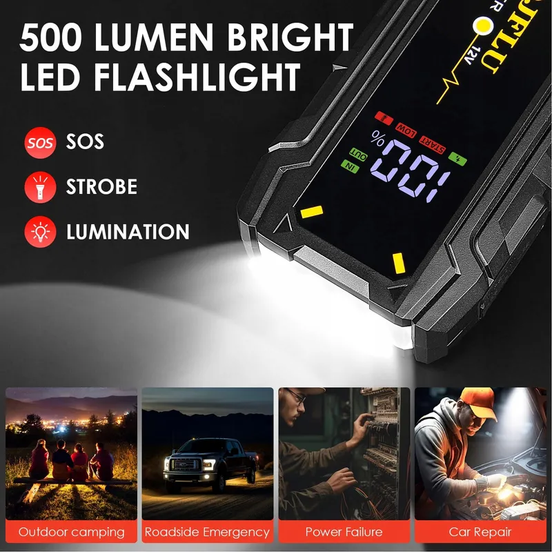 HDJFLU Draagbare Starthulp Powerbank 3000A 12V LED — foto 5