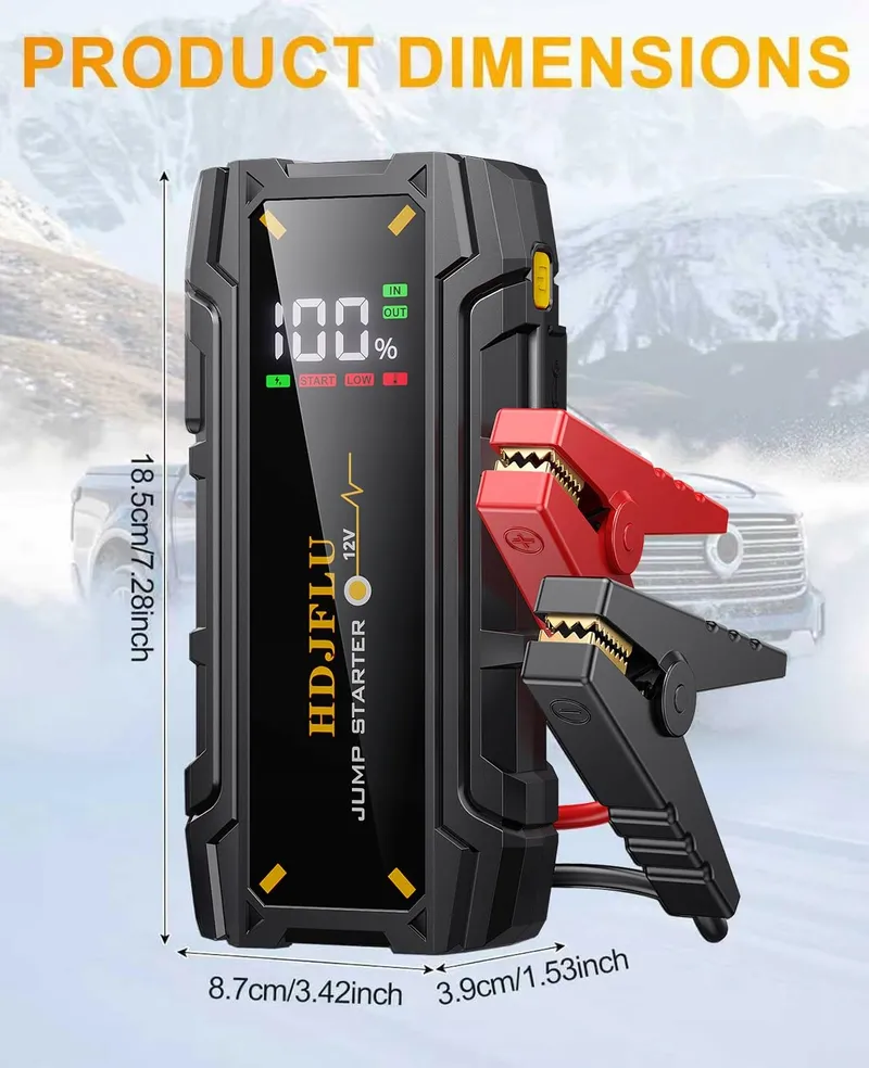 HDJFLU Draagbare Starthulp Powerbank 3000A 12V LED — foto 3