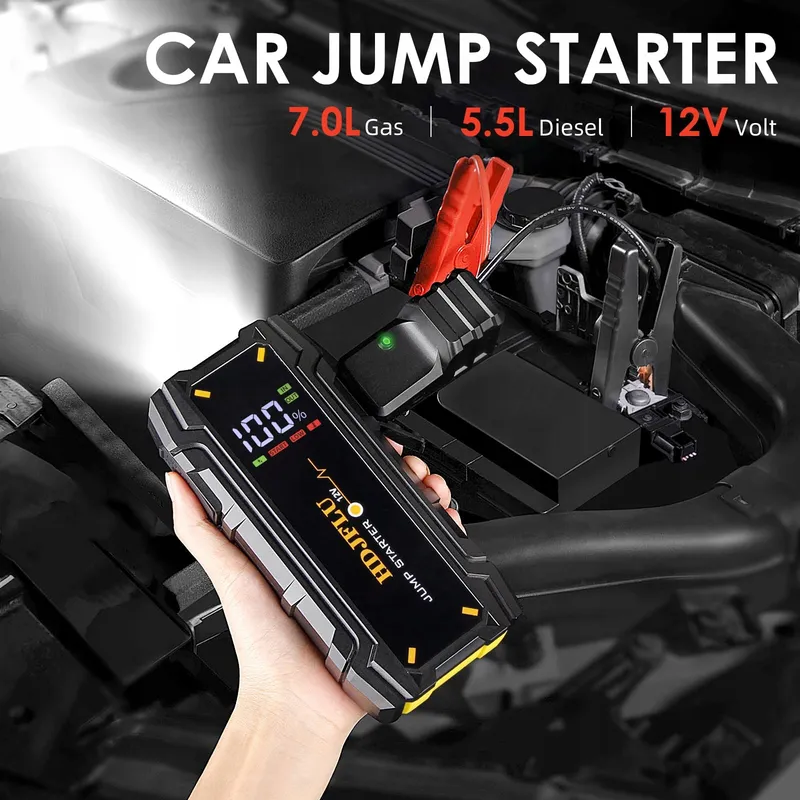 HDJFLU Draagbare Starthulp Powerbank 3000A 12V LED — foto 2