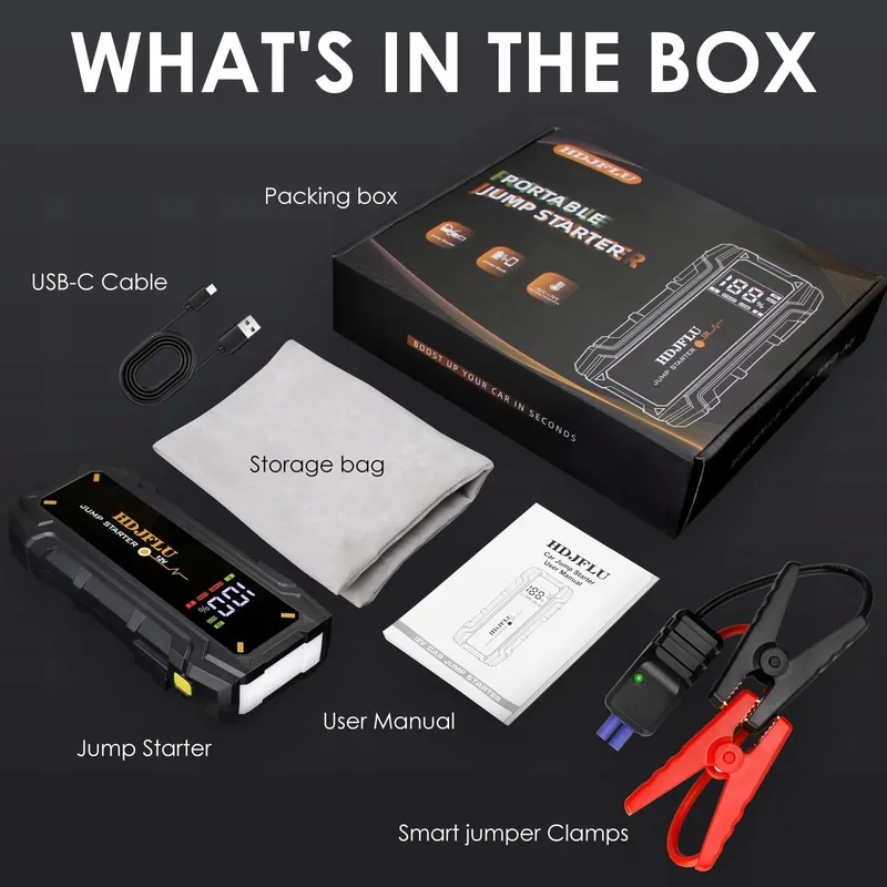 HDJFLU Draagbare Starthulp Powerbank 3000A 12V LED — foto 7