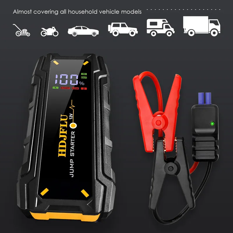 HDJFLU Draagbare Starthulp Powerbank 3000A 12V LED — foto 8