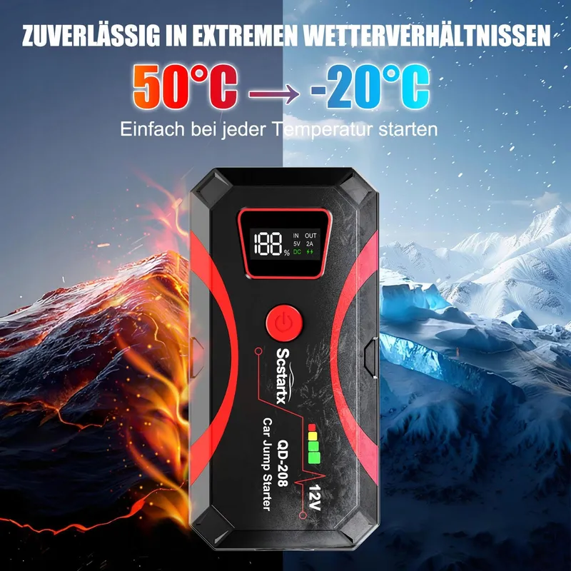 SCSTARTX 208 Starthulp Powerbank 2000A 12V LCD Zaklamp — foto 6