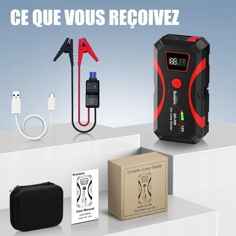 SCSTARTX 208 Starthulp Powerbank 2000A 12V LCD Zaklamp — foto 7