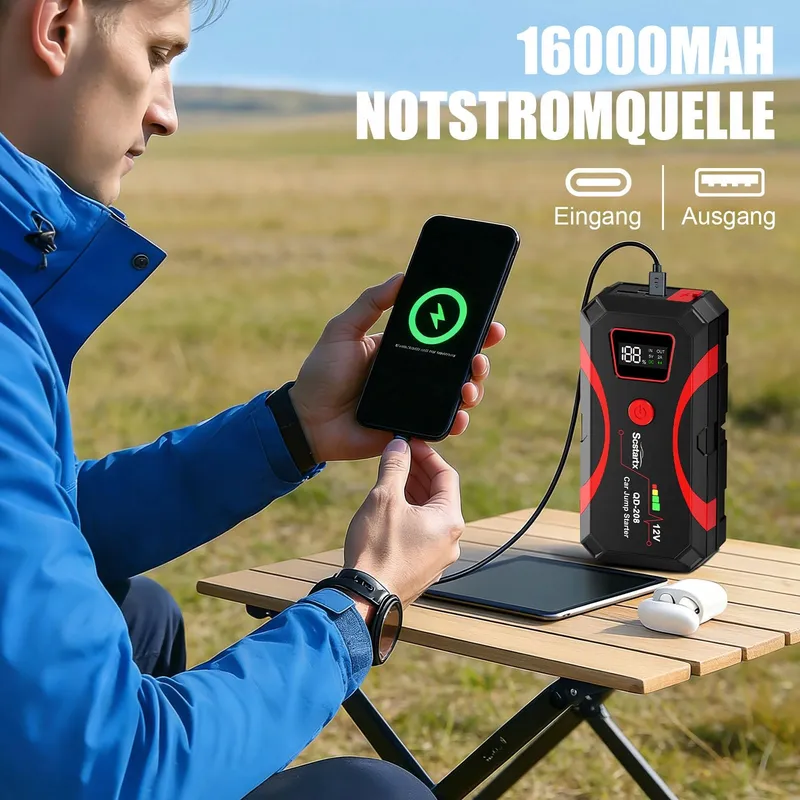 SCSTARTX 208 Starthulp Powerbank 2000A 12V LCD Zaklamp — foto 4