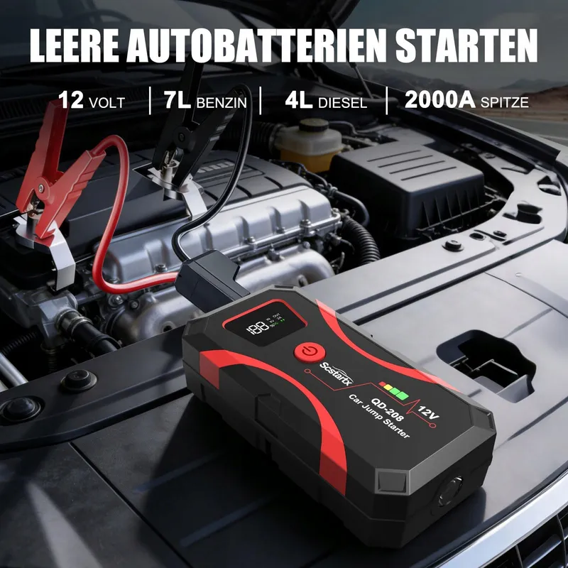 SCSTARTX 208 Starthulp Powerbank 2000A 12V LCD Zaklamp — foto 2