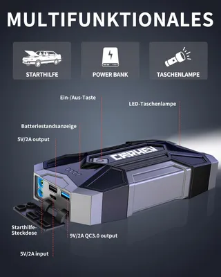 CARHEV Starthulp Powerbank 4500A 8L Benzine 8L Diesel LED USB — miniatuur 3