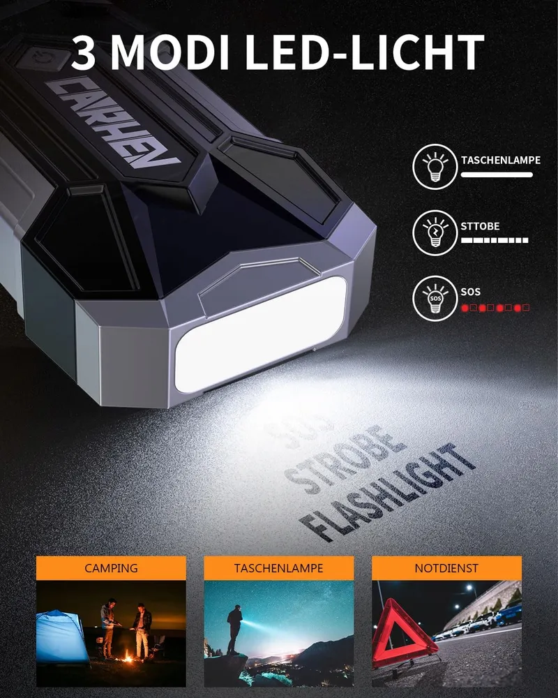CARHEV Starthulp Powerbank 4500A 8L Benzine 8L Diesel LED USB — foto 5