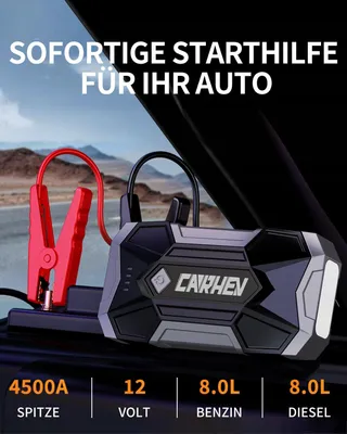 CARHEV Starthulp Powerbank 4500A 8L Benzine 8L Diesel LED USB — miniatuur 2