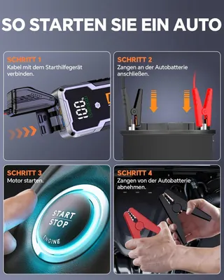 CARHEV Starthulp Powerbank 7000A 12V 10L Benzine 10L Diesel LED — miniatuur 6