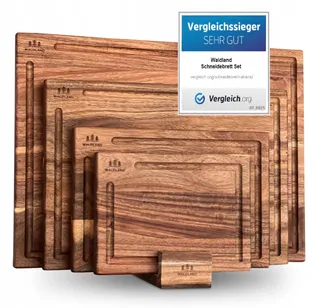 WALDLAND Snijplankenset 4-delig Acaciahout Met Standaard