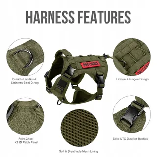 ONETIGRIS Tactisch Tuigje Honden 1000D Nylon XXS Groen — miniatuur 3