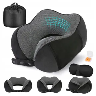 CIWORLD Ergonomisch Nekkussen Reizen Traagschuim Verstelbaar 25x25cm