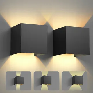 VATATO LED Wandlamp 12W IP54 Warmwit Binnen/Buiten Zwart
