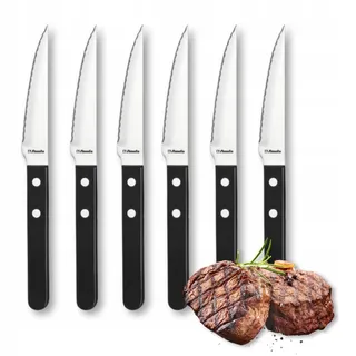 AMEFA Steakmessenset 6 stuks Stalen Lemmet Zwart Handvat