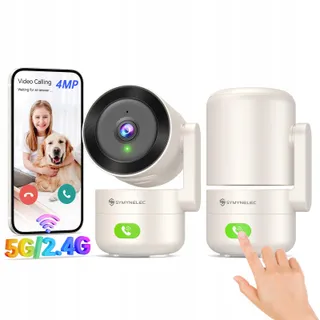 SYMYNELEC Camera 2K 4MP Binnen 360° WiFi IR Nachtzicht Alexa 2 Stuks