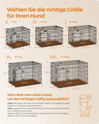 FEANDREA Hondenbench Inklapbaar 2 Deuren Kunststof Schaal 61x43x50cm Zwart — miniatuur 5
