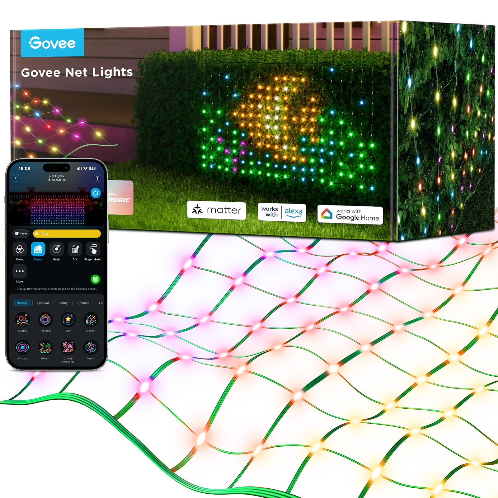 GOVEE Lichtnet LED 240 Leds Smart IP65 Alexa Google Tuin Halloween